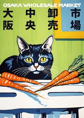 Osaka Market Cat Poster