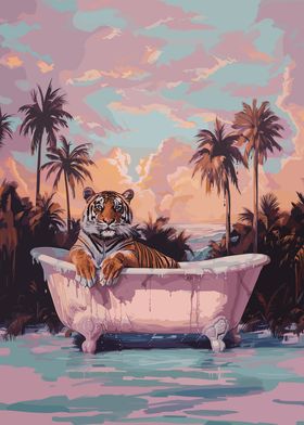 Miami Tiger Having Bath 