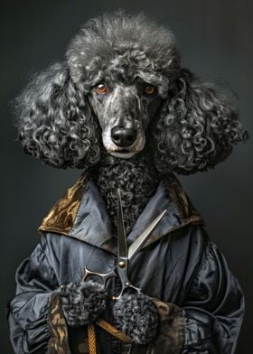 Poodle Dressed as a Barber