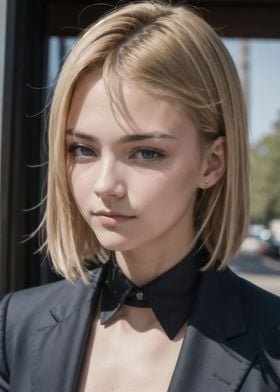 Blonde Woman Short Hair