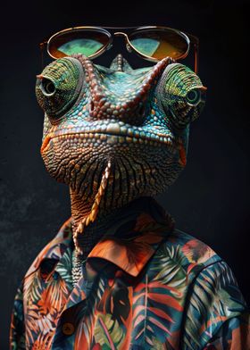 Chameleon in Summer Shirt