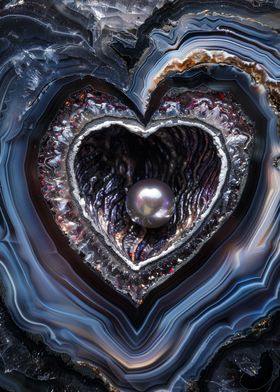 Agate Pearl in Heart