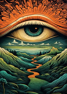 psychedelic eye landscape