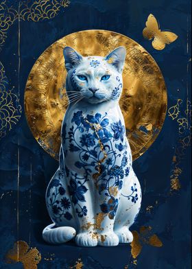 Porcelain Cat Kintsugi Art