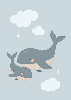 Whale mom with baby