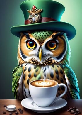 Owl with Coffee