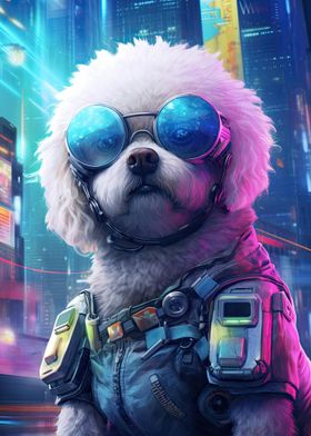 Bichon Frise Cyberpunk