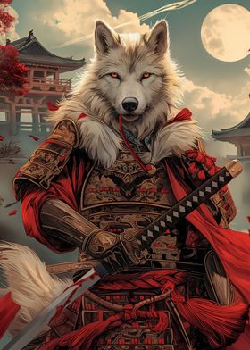 Samurai Wolf White Warrior