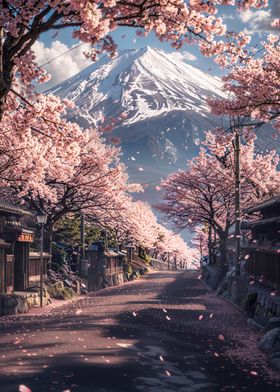 japanese road sakura tree