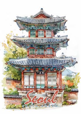 Seoul City Watercolor