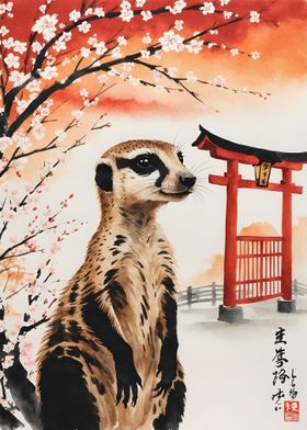 Meerkat Japan Painting