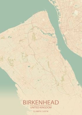 Birkenhead UK Vintage Map