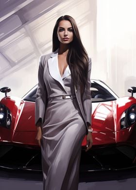 Beauty girl Red supercar