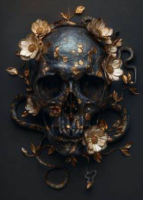 Gold And Black Skull Snake