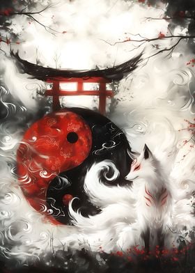 Yin and Yang Torii Kitsune