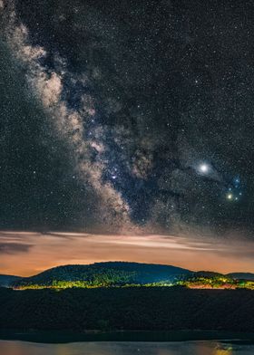 Milky Way over reservoir