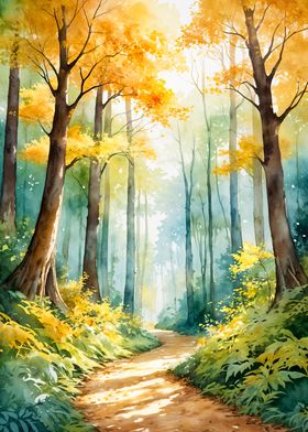 Watercolor Forest Art