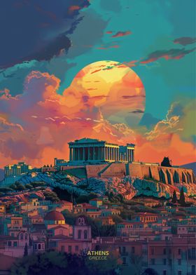 Sunset in Athens Greece