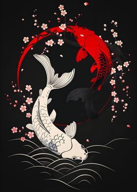 Koi fish and Cherry Blosso