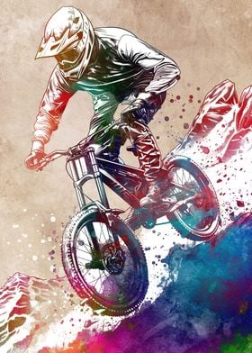 Mountain biker sport art