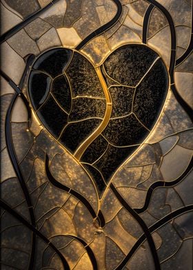 Golden Heart Stained Glass
