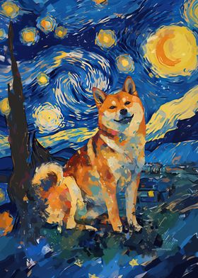 Starry Night Shiba Inu