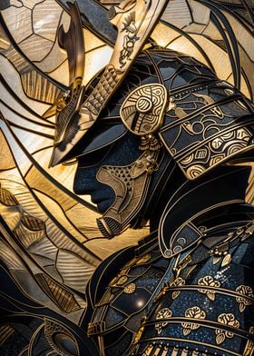 Golden Samurai Stained Gla