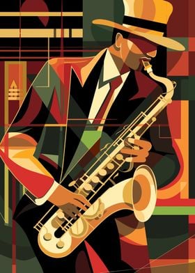 Jazz Musician Art Deco