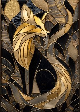 Elegant Fox Stained Glass