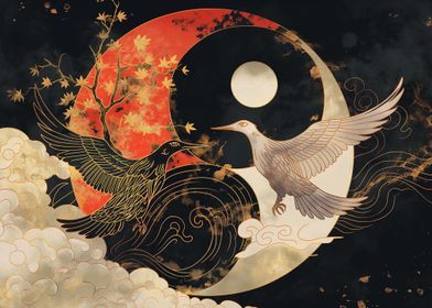 Yin Yang Birds Balance Zen