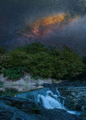 Waterfall and Milky Way