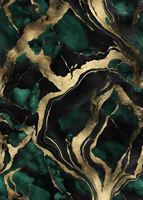 Black Gold Green Marble