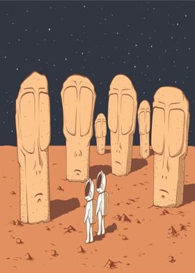 Space Art Stones On Mars