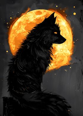 Wolf in the full moon