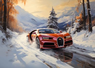 Bugatti Chiron in winter