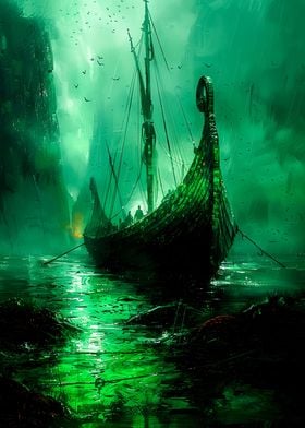 Green Viking Boat