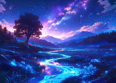 Starlit River Valley