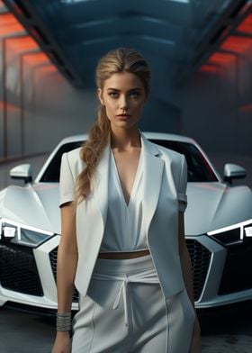 Beauty woman and Audi R8