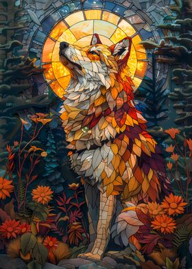 Wolf Stained Glass Art