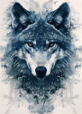 Watercolor Wolf Portrait