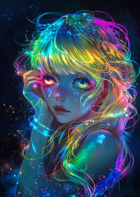 Cute Girl neon Colorful