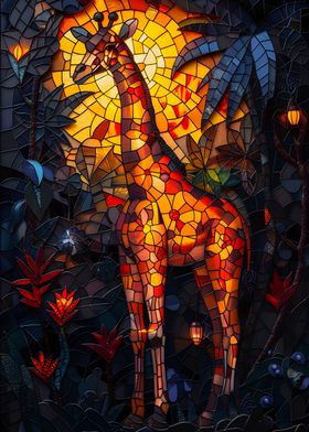 Giraffe Stained Glass