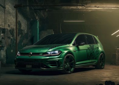 Green Volkswagen Golf R