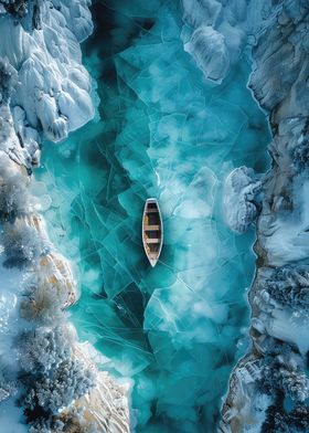 Boat on Frozen Lake