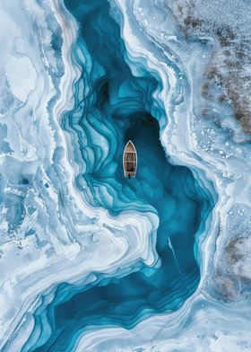 Boat in a Frozen Lake