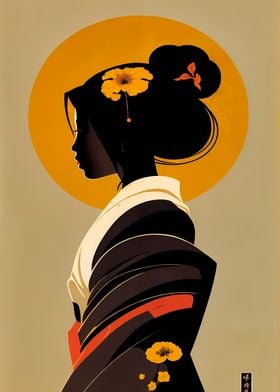 minimalistic geisha art