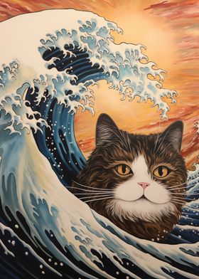 Cat in Japanese Wave