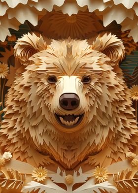 Paper Cut Brown Bear