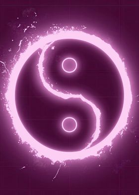 Neon Pink Yin Yang Symbol