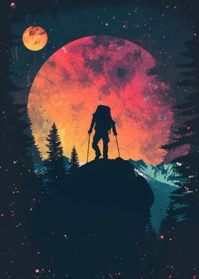 Hiking Galaxy Silhouette